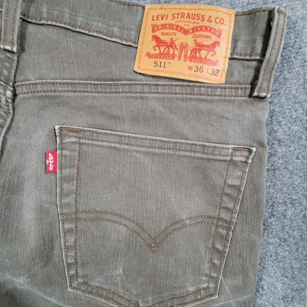 Levis 511 Jeans Mens 36x31 Gray‎ Slim Fit Stretch Denim Straight Leg Casual